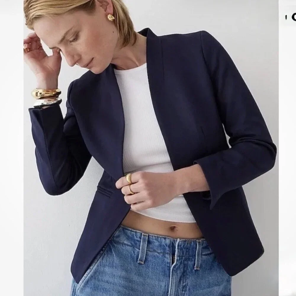 J Crew 365 Going Out Navy Stretch Twill Blazer Sz XS Career Professional Preppy
